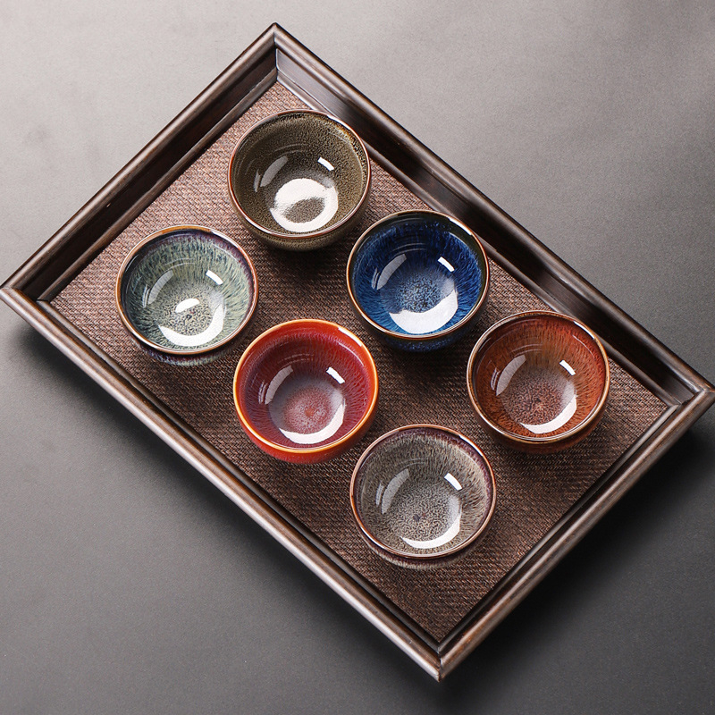 Set Gongfu de ceai din ceramică, 6 cești, în cutie cadou, stil chinezesc retro, pentru birou sau casă
