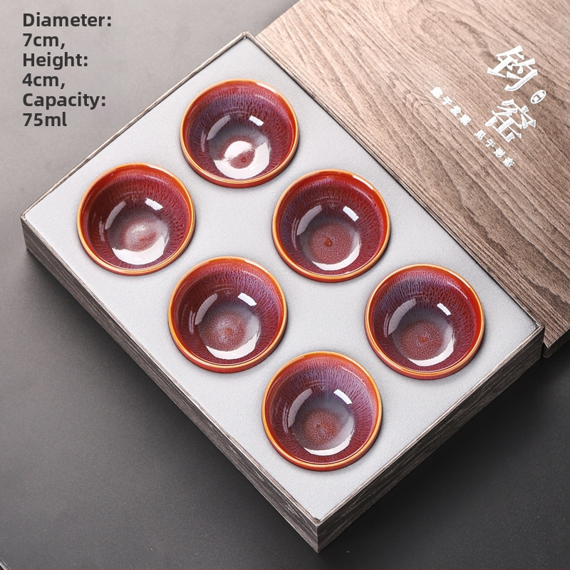 Set Gongfu de ceai din ceramică, 6 cești, în cutie cadou, stil chinezesc retro, pentru birou sau casă