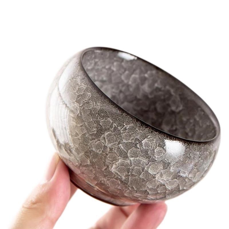 Ceașă de ceai Jianzhan Ru kiln cu floare de gheață, ceașcă individuală pentru degustare