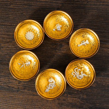 Ceașcă de ceai Jianzhan, placată cu aur 24K, ceramică lucrată manual, stil chinezesc