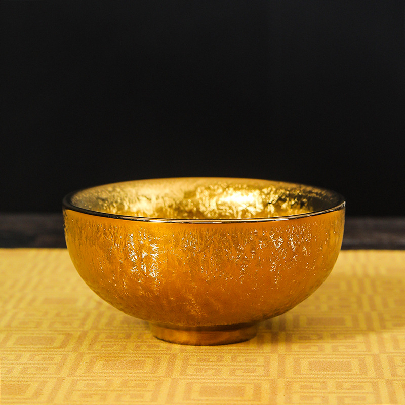 Ceașcă de ceai Jianzhan, placată cu aur 24K, ceramică lucrată manual, stil chinezesc
