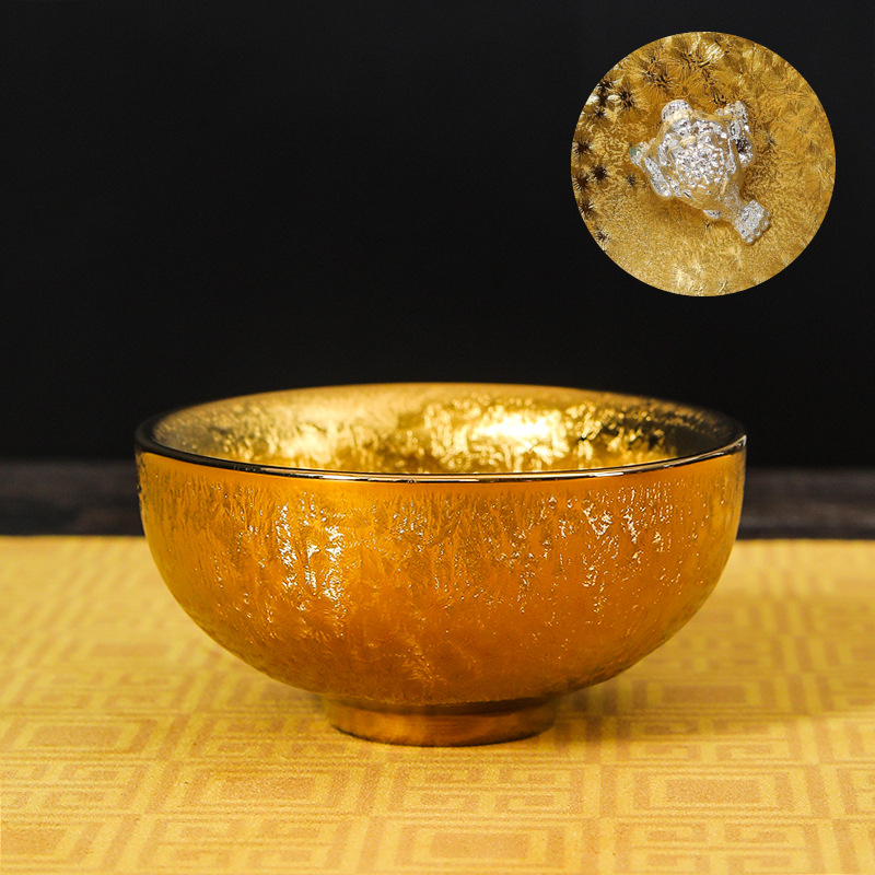 Ceașcă de ceai Jianzhan, placată cu aur 24K, ceramică lucrată manual, stil chinezesc