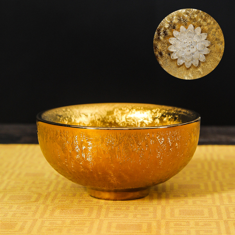 Ceașcă de ceai Jianzhan, placată cu aur 24K, ceramică lucrată manual, stil chinezesc