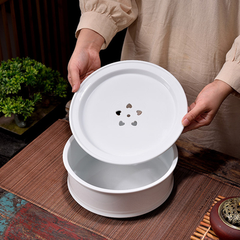 Set Chaoshan Gongfu pentru birou și casă – ceainic alb din porțelan, cești și farfurie de ceai, pentru 6 persoane