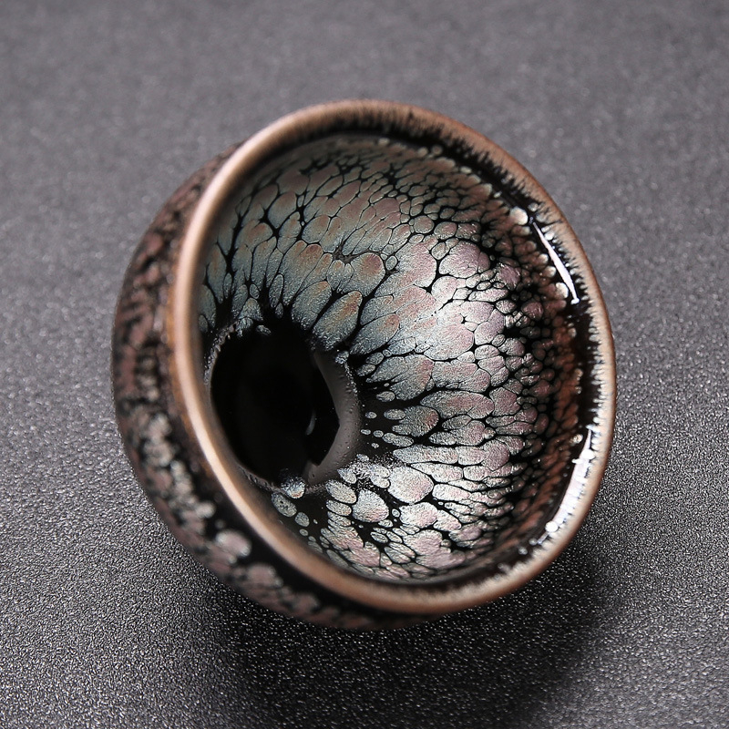 Jianyang Jian Zhan – glazură minerală originală, ceramică lucrată manual, corp de fier, schimbare de culoare în cuptor, ceașcă cu o sută de flori, Tianmu Cup cu păr de iepure și picături de ulei, ceașcă a Maestrului