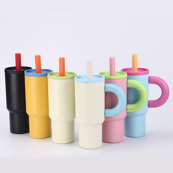 Tumbler izoterm din oțel inoxidabil cu mâner, portabil pentru exterior, pentru mașină