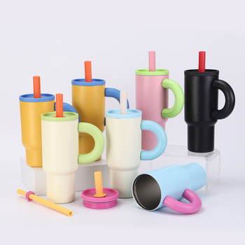 Tumbler izoterm din oțel inoxidabil cu mâner, portabil pentru exterior, pentru mașină
