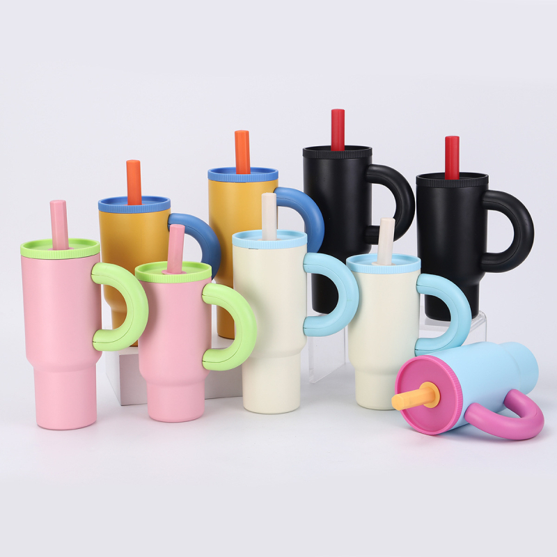 Tumbler izoterm din oțel inoxidabil cu mâner, portabil pentru exterior, pentru mașină