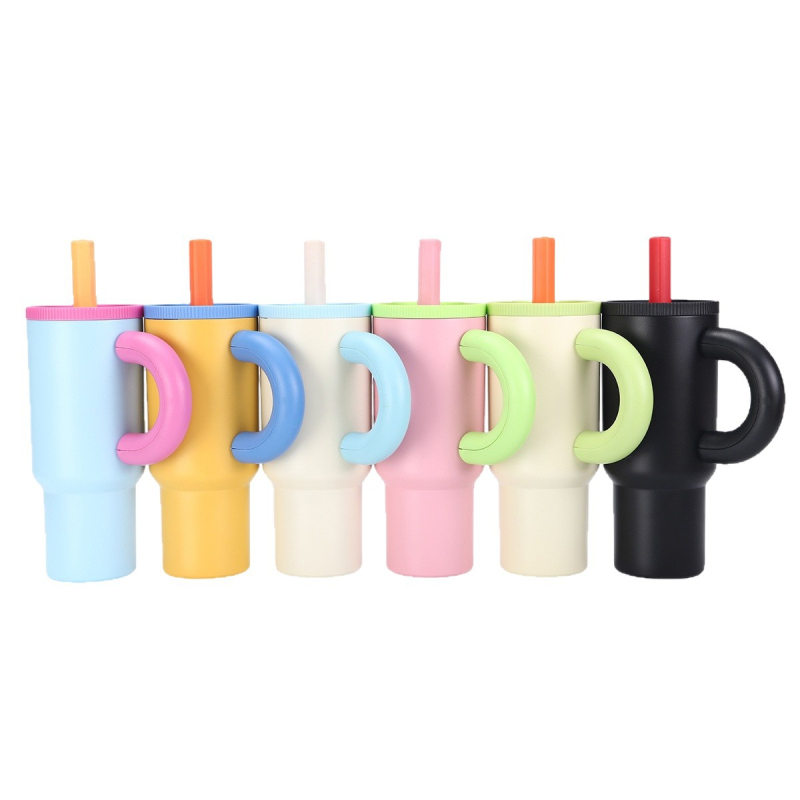 Tumbler izoterm din oțel inoxidabil cu mâner, portabil pentru exterior, pentru mașină