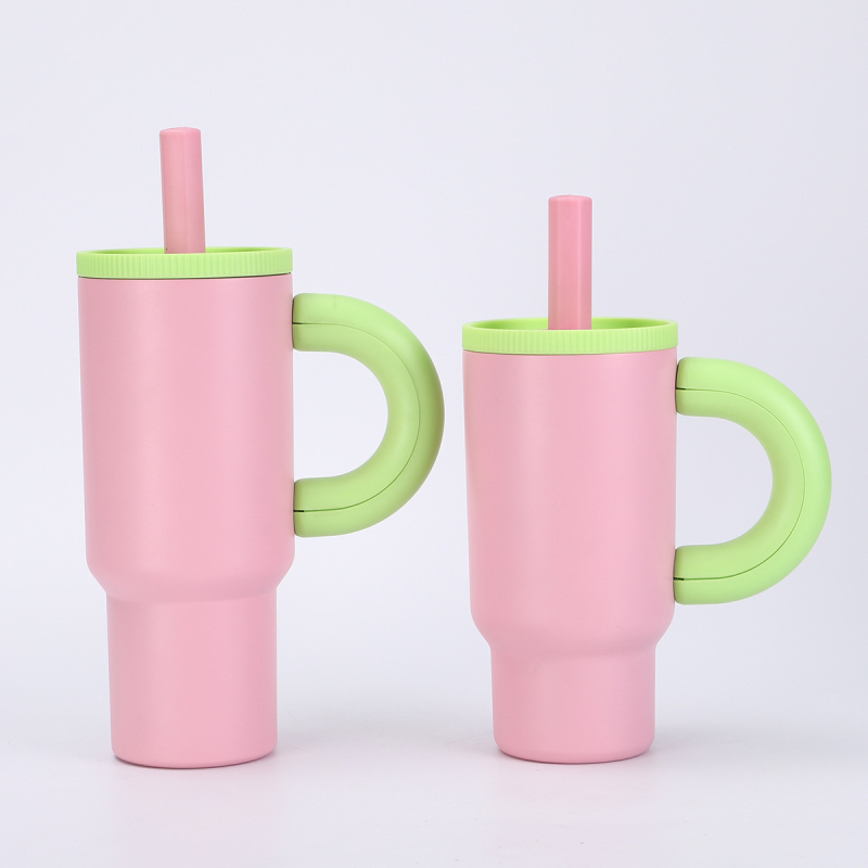Tumbler izoterm din oțel inoxidabil cu mâner, portabil pentru exterior, pentru mașină