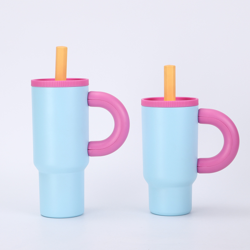 Tumbler izoterm din oțel inoxidabil cu mâner, portabil pentru exterior, pentru mașină