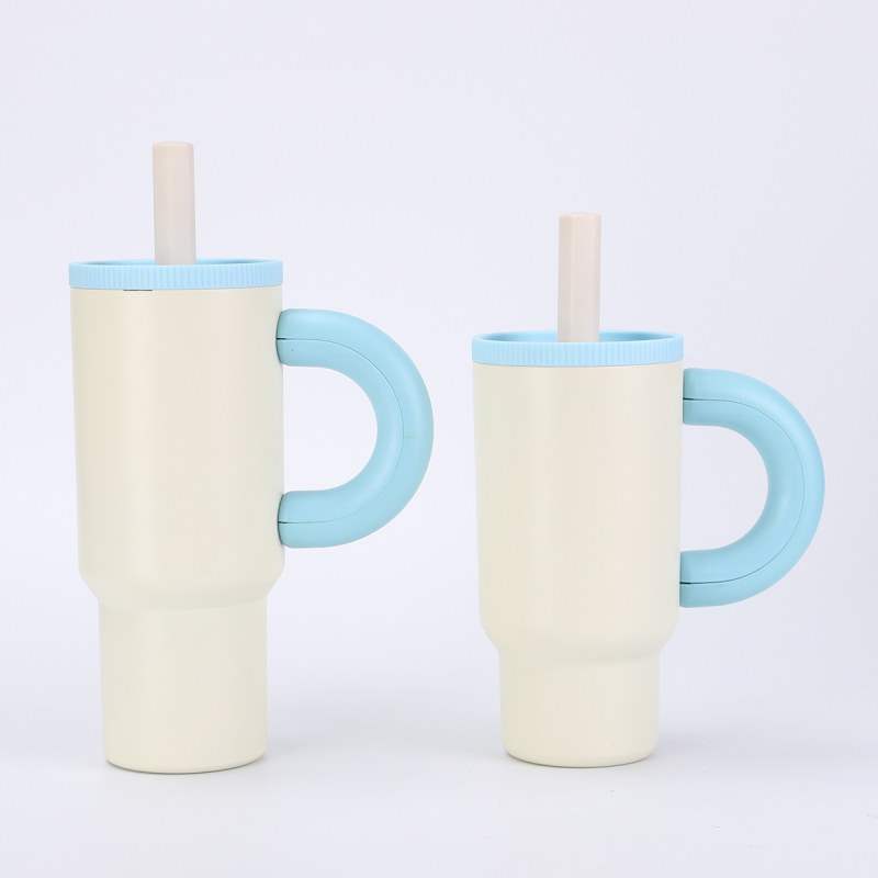Tumbler izoterm din oțel inoxidabil cu mâner, portabil pentru exterior, pentru mașină