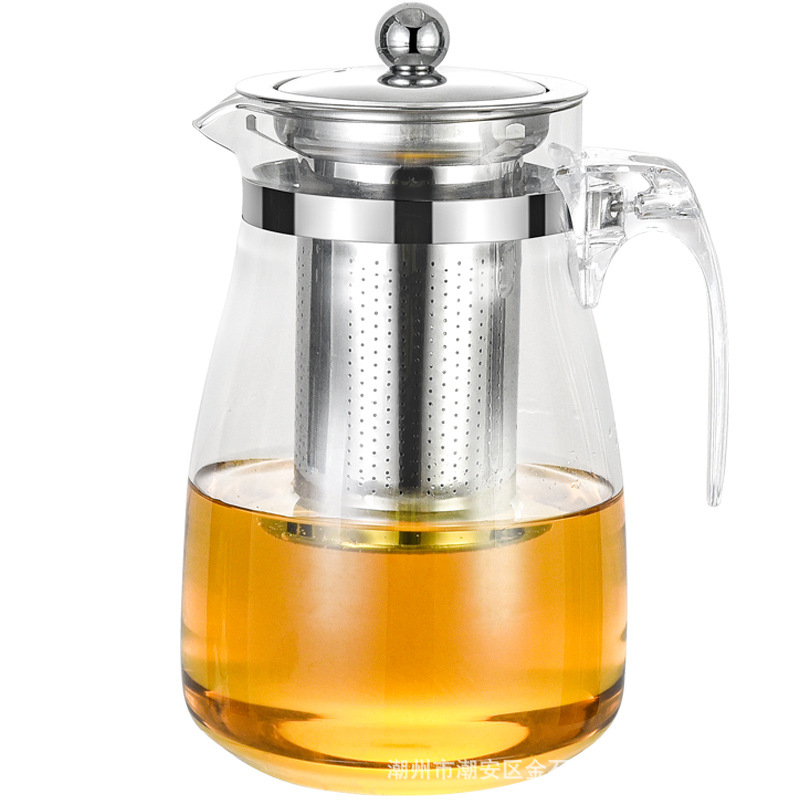 Ceainic de sticlă cu infuzor din oțel inoxidabil și filtru, set de ceai pentru uz casnic