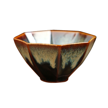 Căniță de ceai ceramică octagonală, glazură la cuptor, porție individuală pentru degustare, ospitalitate în birou