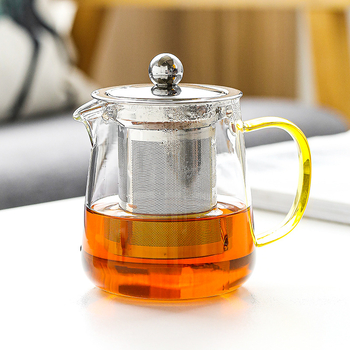 Ceainic din sticlă borosilicată, cu filtru din oțel inoxidabil, stil japonez, sticlă groasă, pentru ceaiuri de flori