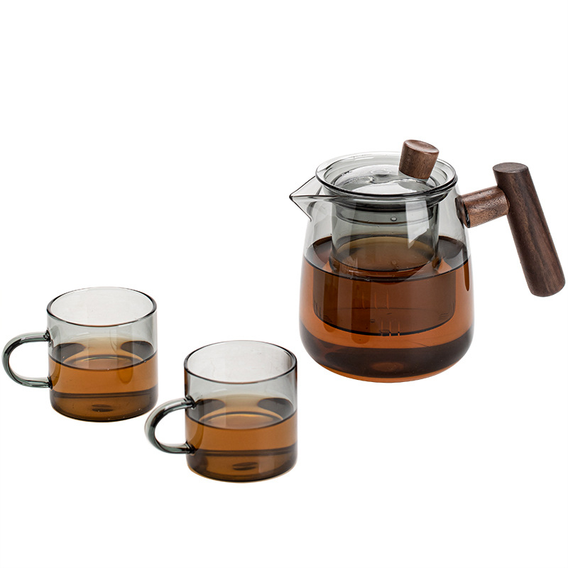 Ceainic din sticlă borosilicată, cu filtru din oțel inoxidabil, stil japonez, sticlă groasă, pentru ceaiuri de flori