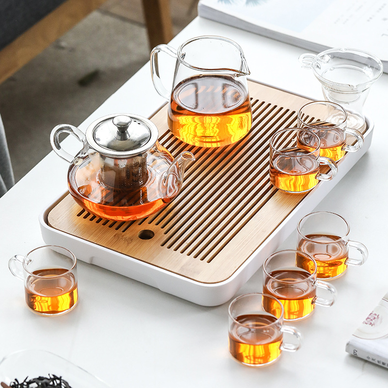 Ceainic din sticlă borosilicată, cu filtru din oțel inoxidabil, stil japonez, sticlă groasă, pentru ceaiuri de flori