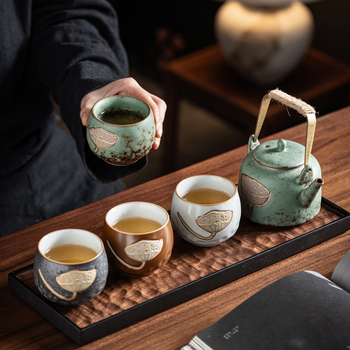 Set de ceai Gongfu din ceramică, într-o cutie cadou, inspirat de Muzeul Orașului Interzis, potrivit ca dar pentru persoane în vârstă și clienți, zile de naștere, inaugurări și cadouri pentru Anul Calului.