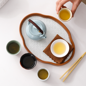 Set Gongfu de ceai – ceainic ceramic cu glazură celadon, tavă inclusă, ambalare cadou, portabil, pentru 6 persoane