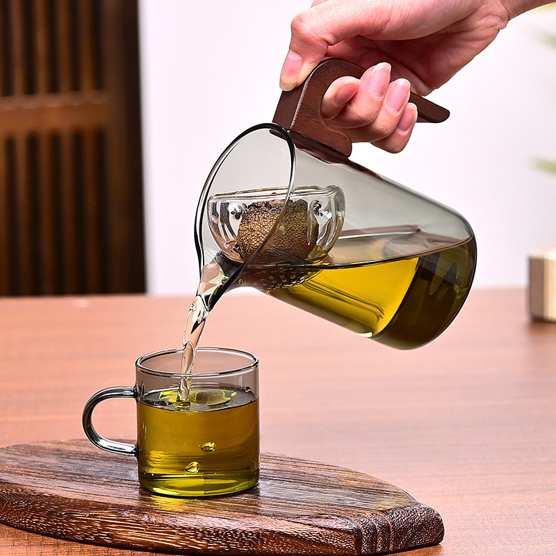 Cupa de ceai din sticlă borosilicat, cu design mic de mandarin verde, pentru uz casnic, rezistentă la temperaturi înalte, cu pereți îngroșați