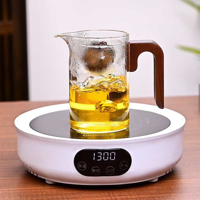 Cupa de ceai din sticlă borosilicat, cu design mic de mandarin verde, pentru uz casnic, rezistentă la temperaturi înalte, cu pereți îngroșați
