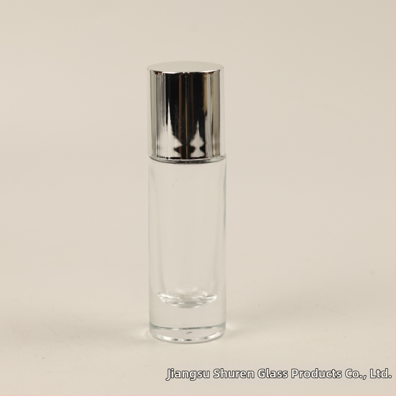 10 ml priehľadná sklenená fľaška na parfum so snap-on uzáverom, prenosná opakovane plniteľná fľaštička na rozprašovanie, luxusný dizajn