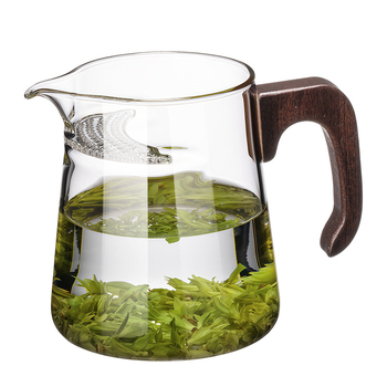 Ceasca de ceai din sticlă borosilicat groasă, în formă de semilună, cu filtru integrat și separare ceai-apă, infuzor pentru ceai verde