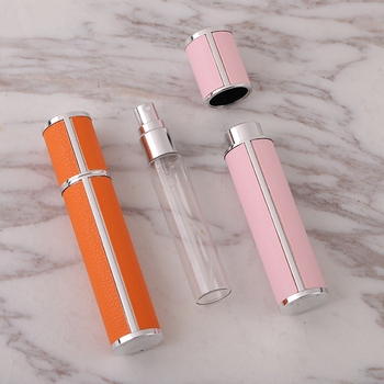 10 ml parfümös üveg utazáshoz, bőrhatású, elegáns, hordozható illatminta kozmetikumokhoz sprayfejjel