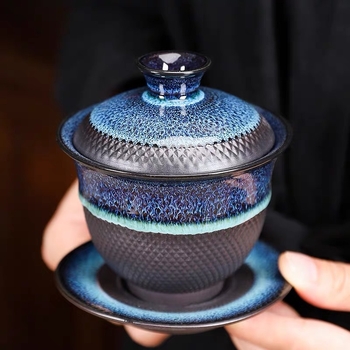 Set Jian Zhan pentru uz casnic — ceainic, cești de ceai și gaiwan ceramic