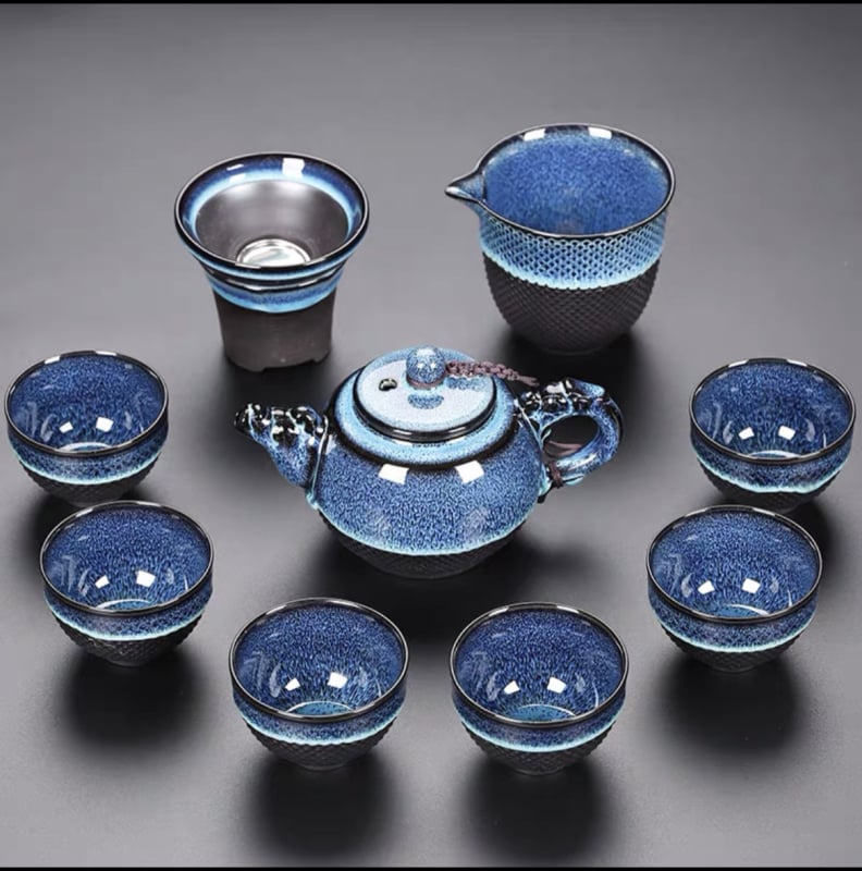 Set Jian Zhan pentru uz casnic — ceainic, cești de ceai și gaiwan ceramic