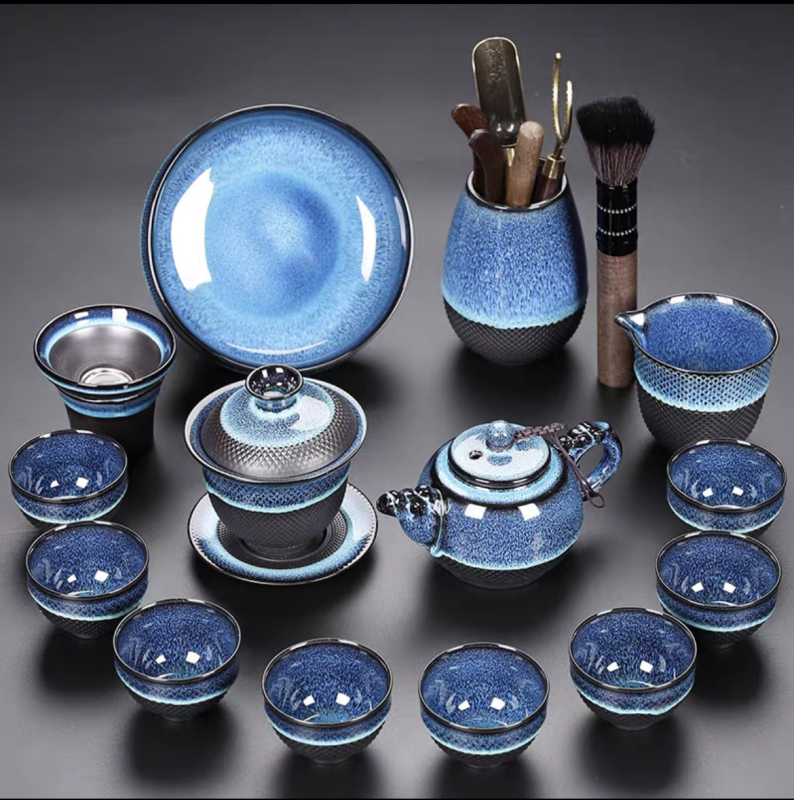Set Jian Zhan pentru uz casnic — ceainic, cești de ceai și gaiwan ceramic