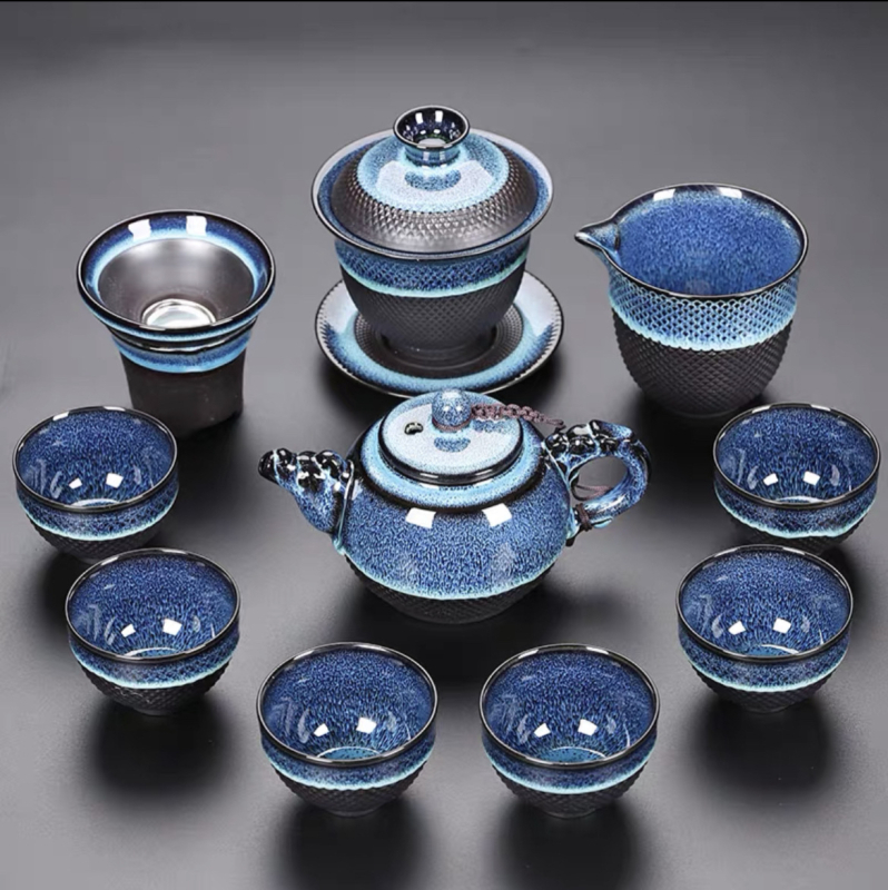 Set Jian Zhan pentru uz casnic — ceainic, cești de ceai și gaiwan ceramic