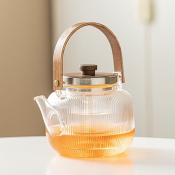 Ceainic de sticlă pentru plita ceramică electrică: fierbe apă și infuzează ceai, cu cameră internă pentru abur, ceainic pentru ceaiuri cu flori