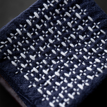 Prosop de ceai stil japonez, din bumbac și in, cu trei pliuri, design Zen rustic; suport mic pătrat cu model de cărămidă pentru ceașcă, covoraș pentru ceainic și pânză pentru ceremonia ceaiului