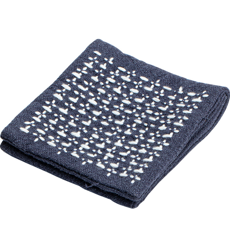 Prosop de ceai stil japonez, din bumbac și in, cu trei pliuri, design Zen rustic; suport mic pătrat cu model de cărămidă pentru ceașcă, covoraș pentru ceainic și pânză pentru ceremonia ceaiului