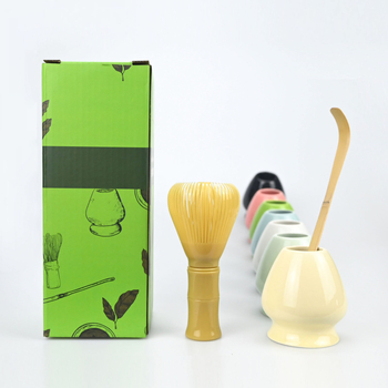 Set de 3 piese din rășină pentru amestecarea ceaiului, perii alimentare pentru matcha, suport pentru ceai și set de lingurițe pentru ceai, într-o cutie cadou în stil japonez