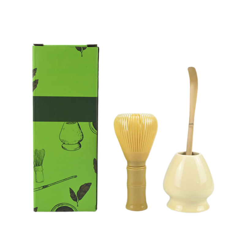 Set de 3 piese din rășină pentru amestecarea ceaiului, perii alimentare pentru matcha, suport pentru ceai și set de lingurițe pentru ceai, într-o cutie cadou în stil japonez