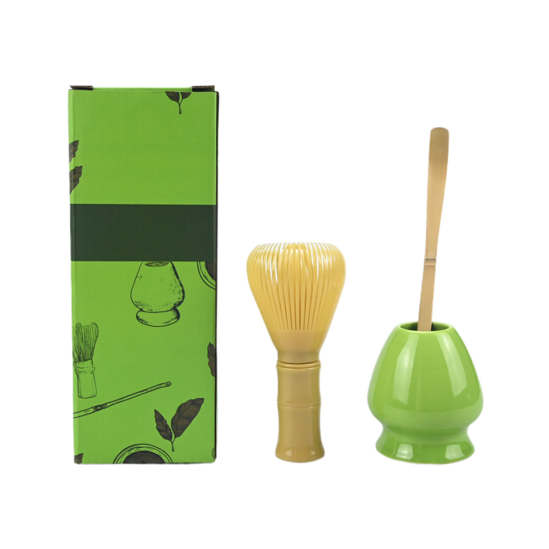 Set de 3 piese din rășină pentru amestecarea ceaiului, perii alimentare pentru matcha, suport pentru ceai și set de lingurițe pentru ceai, într-o cutie cadou în stil japonez