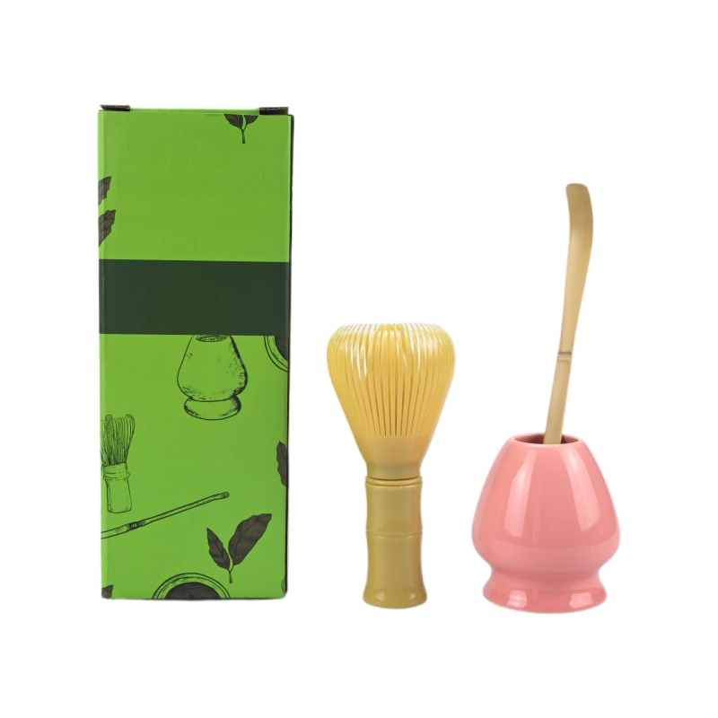 Set de 3 piese din rășină pentru amestecarea ceaiului, perii alimentare pentru matcha, suport pentru ceai și set de lingurițe pentru ceai, într-o cutie cadou în stil japonez