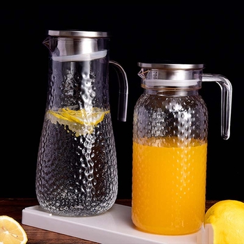 Cană de apă rece cu model ciocănit și puncte, corp din plastic, capac din oțel inoxidabil, pentru catering