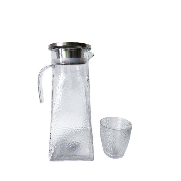 Cană de apă rece cu model ciocănit și puncte, corp din plastic, capac din oțel inoxidabil, pentru catering
