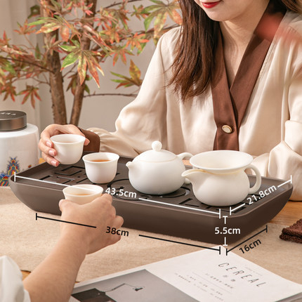 Tăviță de ceai din plastic, pentru uz casnic – tavă de drenaj modernă, set de ceai compact în stil japonez/scandinav pentru sufragerie