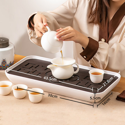 Tăviță de ceai din plastic, pentru uz casnic – tavă de drenaj modernă, set de ceai compact în stil japonez/scandinav pentru sufragerie