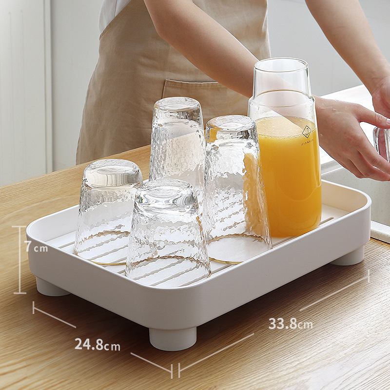 Tăviță de ceai din plastic, pentru uz casnic – tavă de drenaj modernă, set de ceai compact în stil japonez/scandinav pentru sufragerie
