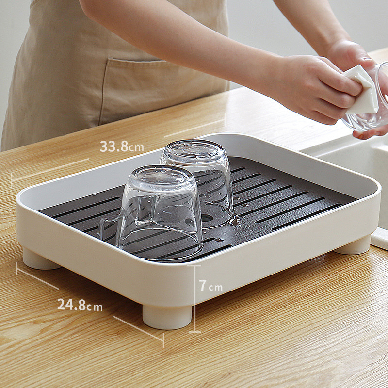 Tăviță de ceai din plastic, pentru uz casnic – tavă de drenaj modernă, set de ceai compact în stil japonez/scandinav pentru sufragerie