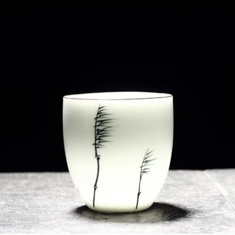 Ceașcă mare de ceai din ceramică pictată manual, set de ceai în stil chinezesc, porțelan alb, pentru preparare solo, cană cadou, vânzare en gros