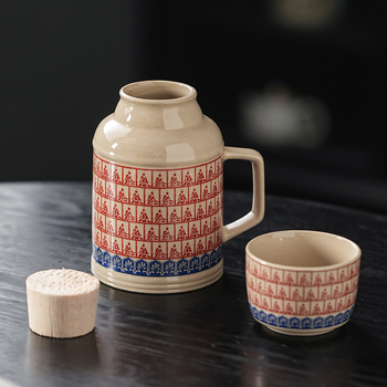 Ceainic ceramic cu capac și ceașcă de ceai, capacitate mare pentru casă și birou