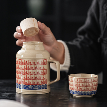 Ceainic ceramic cu capac și ceașcă de ceai, capacitate mare pentru casă și birou
