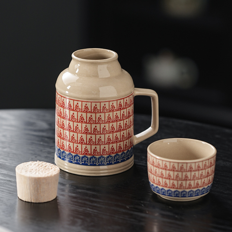 Ceainic ceramic cu capac și ceașcă de ceai, capacitate mare pentru casă și birou