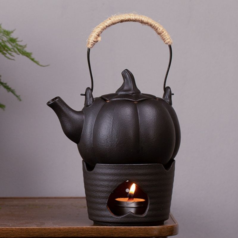 Set de ceai ceramic Kung Fu pentru prepararea ceaiului la foc deschis, cu oală de dovleac, ceainic și set pentru aragaz exterior